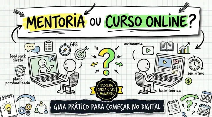Mentoria digital ou cursos online: qual escolher primeiro?